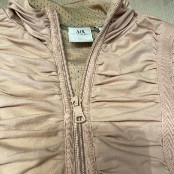 Armani Exchange, Ruched Skin Tight zip up turtleneck top Sz S Like New - Picture 11 of 13